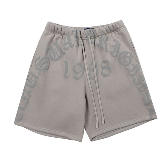 Men's Casual Foam Letter Sweatpants Shorts for Comfortable Loungewear