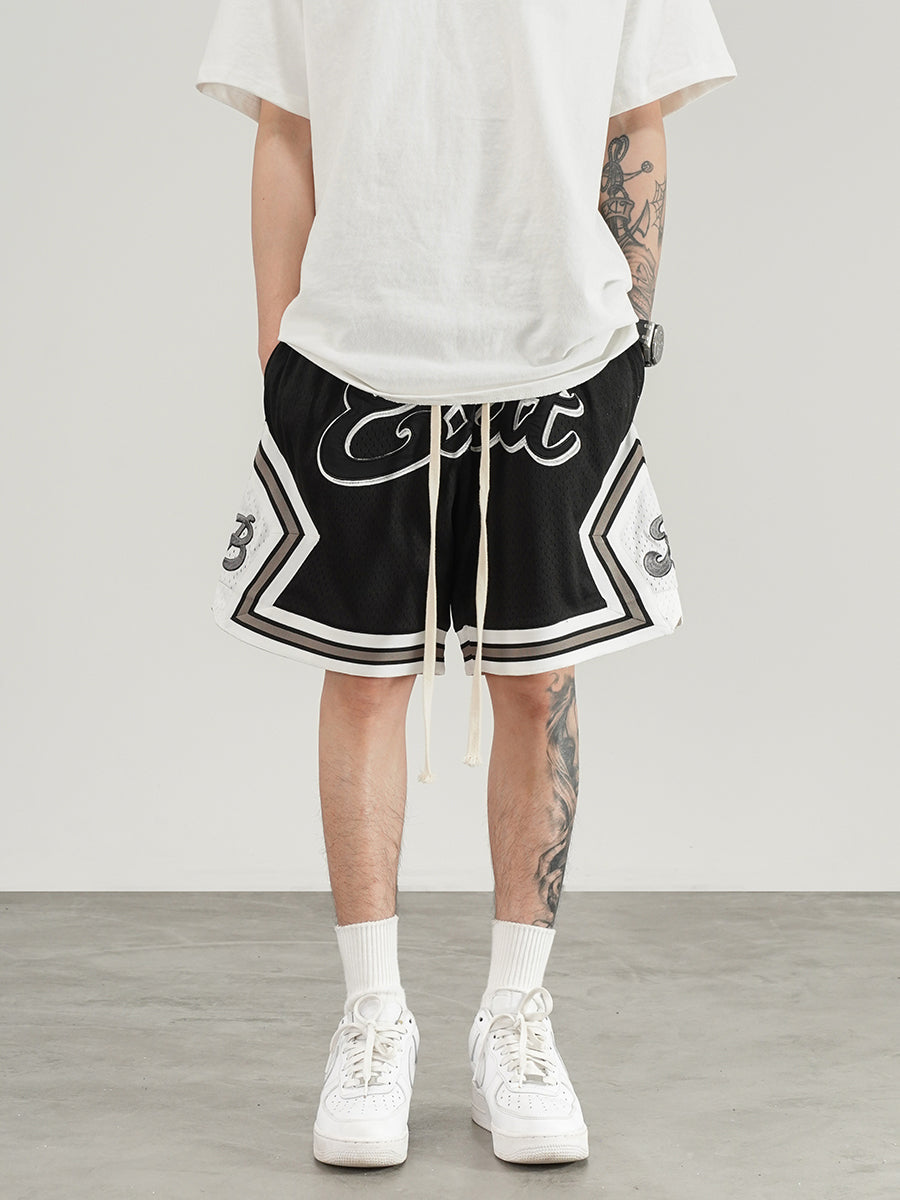 Embroidered Mesh Basketball Shorts for an Urban Athletic Look