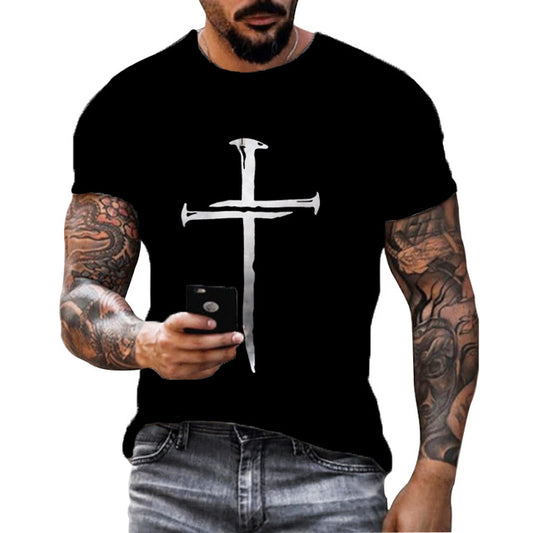 Summer Hip Hop 3D Printed Men's Short-sleeved T-shirt Sports Top