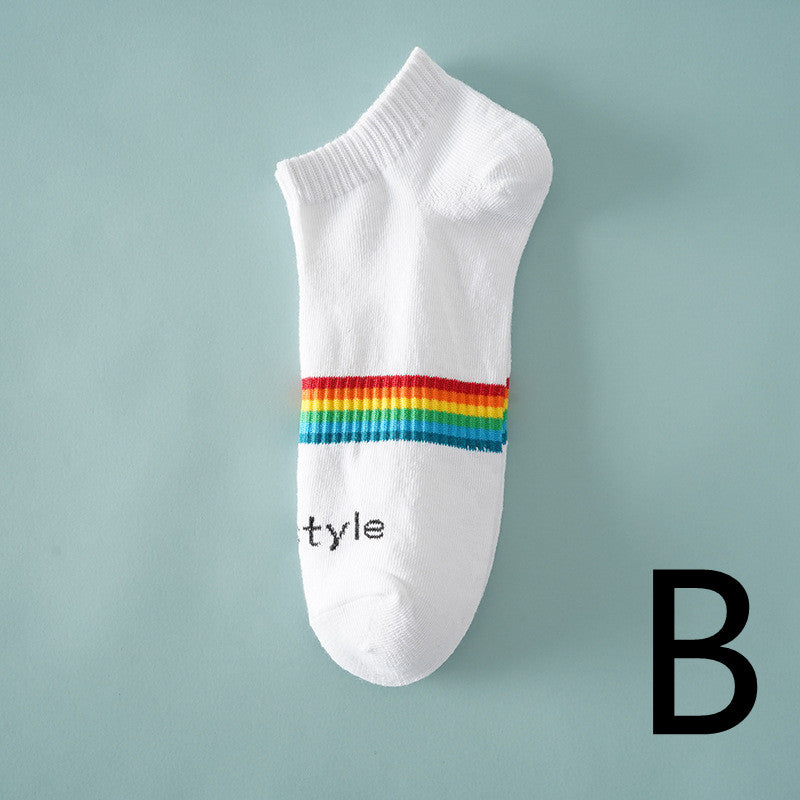 Low-Cut Socks with Trendy Letter Patterns-Breathe Easy in Style